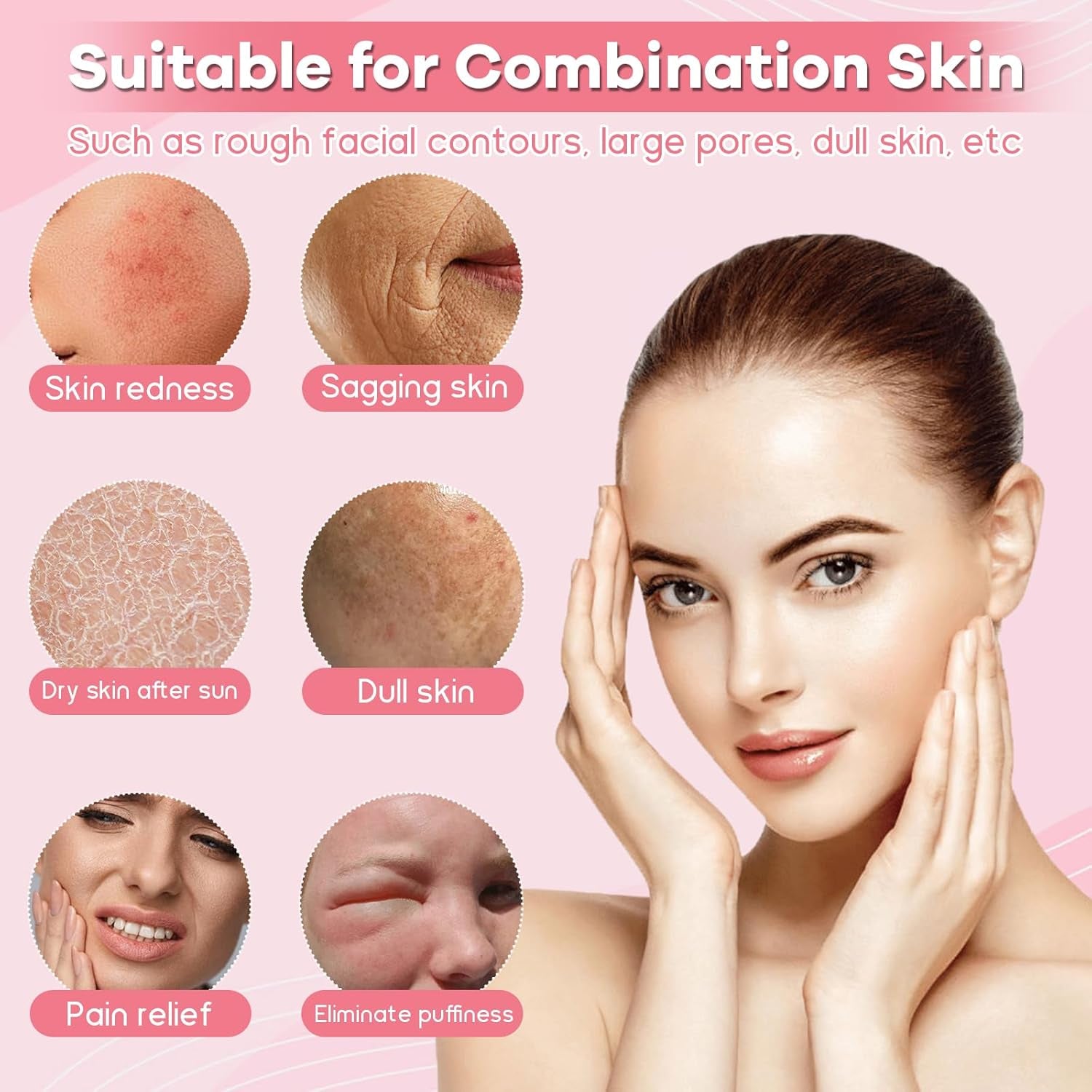 2 Pack Ice Roller for Face, Face Ice Roller for Women Face Neck Body and Eye, Ice Face Roller Tones Skin Eliminates Puffiness Ice for Face Ice Mold (Pink Blue)