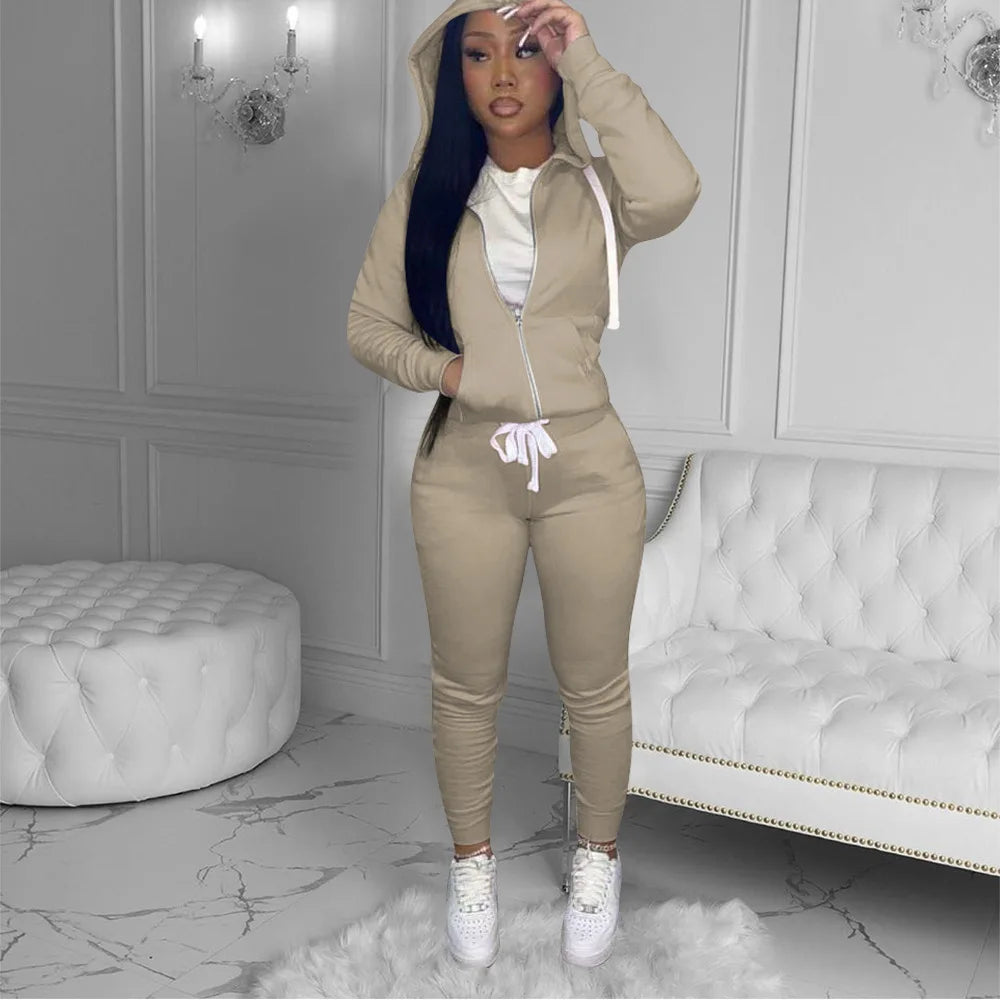 11 Colors Fall Winter 2 Piece Pants Set Women Fall 2025 Women Clothes Hoodies Sweatshirt Outfit Two Piece Pants Set Clothes