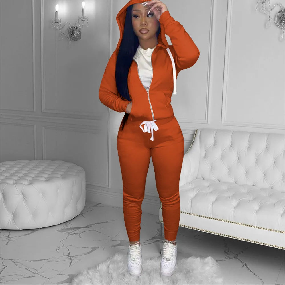 11 Colors Fall Winter 2 Piece Pants Set Women Fall 2025 Women Clothes Hoodies Sweatshirt Outfit Two Piece Pants Set Clothes