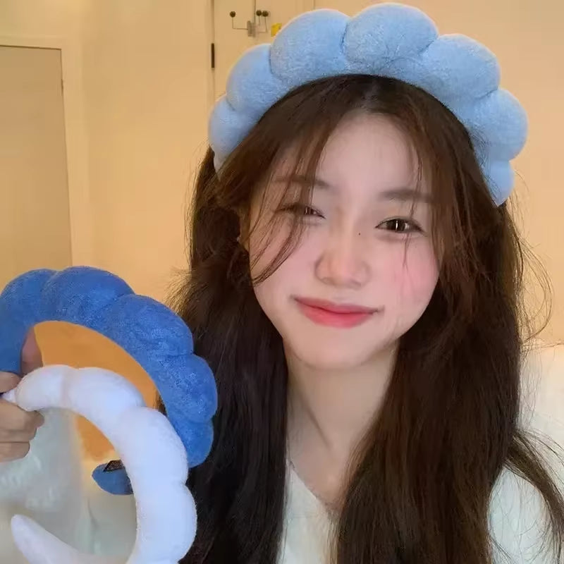 2024 Fashion Sponge Headband for Women Girls Puffy Hair Band Makeup Bubble Retro Terry Cloth Headbands Hair Accessories Headwear