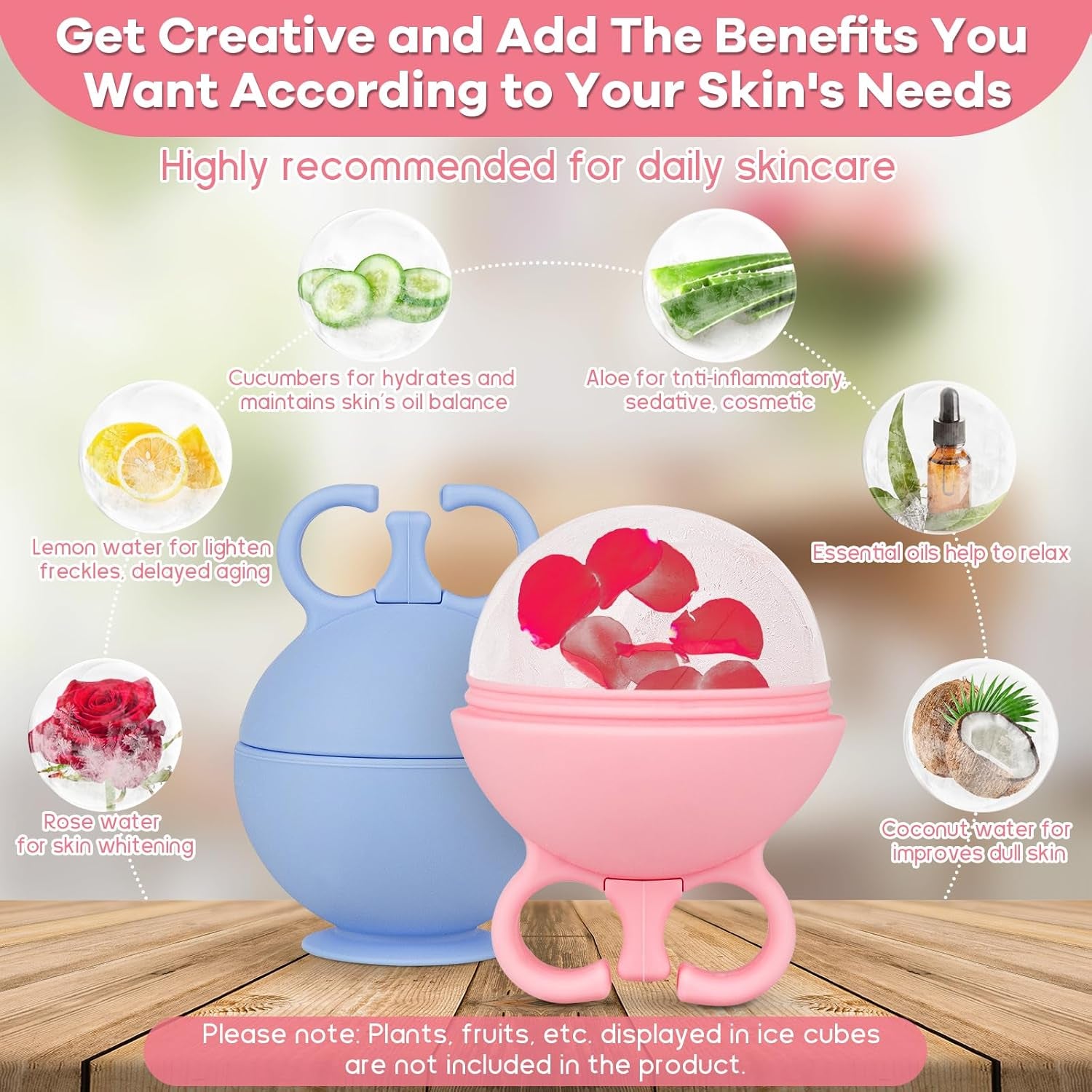 2 Pack Ice Roller for Face, Face Ice Roller for Women Face Neck Body and Eye, Ice Face Roller Tones Skin Eliminates Puffiness Ice for Face Ice Mold (Pink Blue)